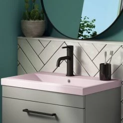 Arezzo 610 x 395mm Matt Pink Rectangular Mid-Edged Inset Basin -Cheap Basins Store AZ6RMP d2 460