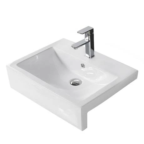 Arezzo 600mm Square Semi-Recessed Basin - Gloss White 3 Arezzo 600mm Square Semi-Recessed Basin - Gloss White - Image 3