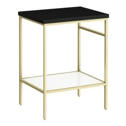 Arezzo 610 Matt Black Stone Resin Worktop with Brushed Brass Framed Washstand