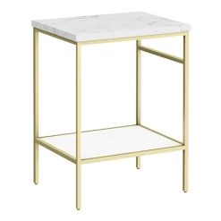 Arezzo 610 White Marble Effect Worktop with Brushed Brass Framed Washstand