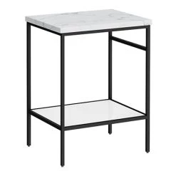 Arezzo 610 White Marble Effect Worktop with Matt Black Framed Washstand