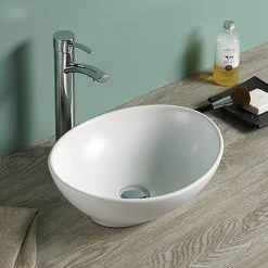 Arezzo Matt White Oval Counter Top Basin 0TH (410 x 340mm)