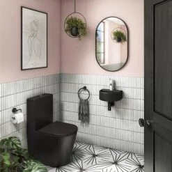 Arezzo Matt Black Round Wall Hung Cloakroom Basin 1TH (303 x 255mm) 6 Arezzo Matt Black Round Wall Hung Cloakroom Basin 1TH (303 x 255mm) -Cheap Basins Store AZ7781MB detail02 460