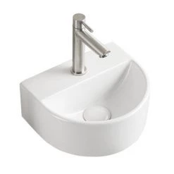 Arezzo Matt White Round Wall Hung Cloakroom Basin 1TH (303 x 255mm) -Cheap Basins Store AZ7781MW detail03 460