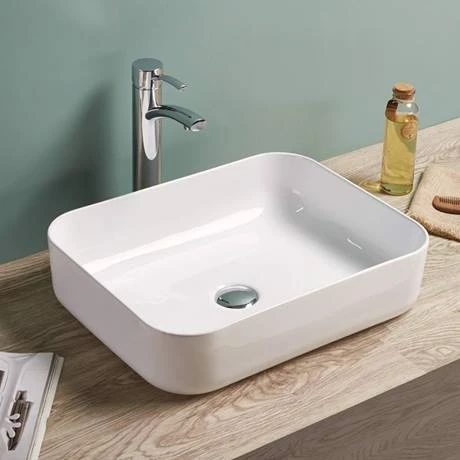 Arezzo Gloss White Curved Rectangular Counter Top Basin (500 x 390mm) 2 Arezzo Gloss White Curved Rectangular Counter Top Basin (500 x 390mm) - Image 2