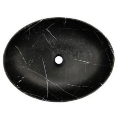 Arezzo 520 x 395mm Curved Oval Counter Top Basin - Matt Black Marble Effect -Cheap Basins Store AZ78166 n d3 460