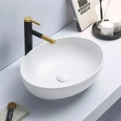 Arezzo Matt White Curved Oval Counter Top Basin 0TH (520 x 395mm)