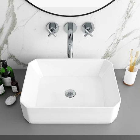 Arezzo 500 x 365mm Slim 8-Sided Rectangular Counter Top Basin 1 Arezzo 500 x 365mm Slim 8-Sided Rectangular Counter Top Basin