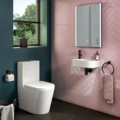 Arezzo 400 x 220mm Curved Wall Hung 1TH Cloakroom Basin -Cheap Basins Store AZ78204 d2 460