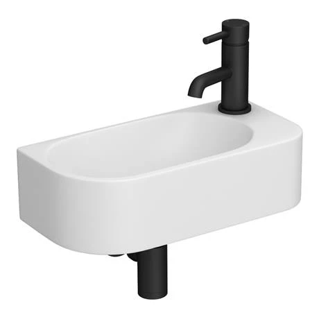 Arezzo 400 x 215mm Curved Wall Hung Cloakroom Basin - Matt White 3 Arezzo 400 x 215mm Curved Wall Hung Cloakroom Basin - Matt White - Image 3