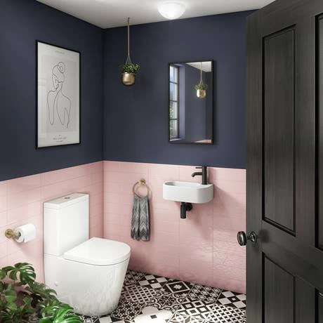 Arezzo 400 x 215mm Curved Wall Hung Cloakroom Basin - Matt White 2 Arezzo 400 x 215mm Curved Wall Hung Cloakroom Basin - Matt White - Image 2