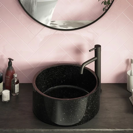 Arezzo Round 405mm Black Marble Effect Ceramic Counter Top Basin 1 Arezzo Round 405mm Black Marble Effect Ceramic Counter Top Basin