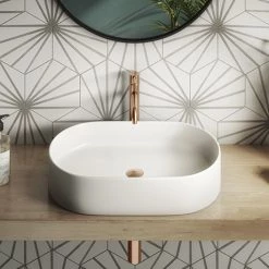 Arezzo Matt White Oval Ceramic Counter Top Basin (600 x 380mm)