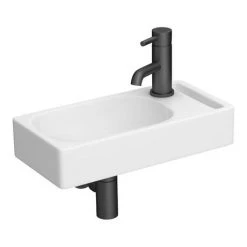 Arezzo Square Wall Hung Cloakroom Basin w. Integrated Towel Rail - Gloss White -Cheap Basins Store AZ7843 d4 460
