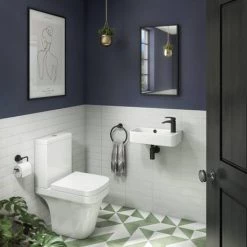 Arezzo 455 x 270mm Curved Offset Wall Hung 1TH Cloakroom Basin -Cheap Basins Store AZ78578 detail02b 460