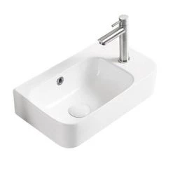Arezzo 455 x 270mm Curved Offset Wall Hung 1TH Cloakroom Basin -Cheap Basins Store AZ78578 detail03b 460