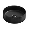 Arezzo Fluted Matt Black Round Countertop Basin - 360mm Diameter