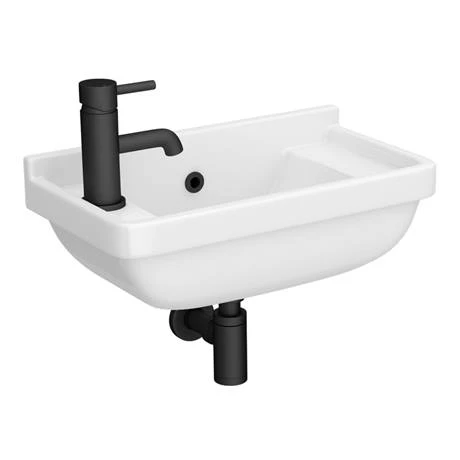 Arezzo Wall Hung Compact Cloakroom Basin 1TH - 505 x 270mm 3 Arezzo Wall Hung Compact Cloakroom Basin 1TH - 505 x 270mm - Image 3