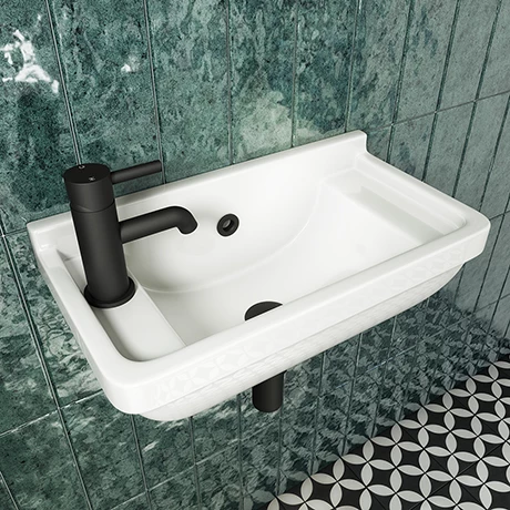 Arezzo Wall Hung Compact Cloakroom Basin 1TH - 505 x 270mm 1 Arezzo Wall Hung Compact Cloakroom Basin 1TH - 505 x 270mm