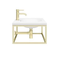 Arezzo 700 Wall Hung Basin with Brushed Brass Towel Rail Frame 11 Arezzo 700 Wall Hung Basin with Brushed Brass Towel Rail Frame -Cheap Basins Store AZ7BBFRM n d2a 460