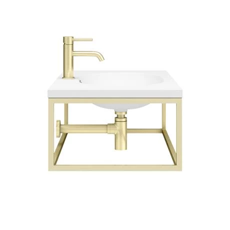 Arezzo 700 Wall Hung Basin with Brushed Brass Towel Rail Frame 6 Arezzo 700 Wall Hung Basin with Brushed Brass Towel Rail Frame - Image 6