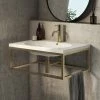Arezzo 700 Wall Hung Basin with Brushed Brass Towel Rail Frame