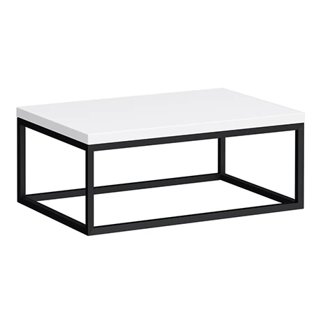 Arezzo 700 Gloss White Stone Resin Worktop with Matt Black Wall Mounted Frame 1 Arezzo 700 Gloss White Stone Resin Worktop with Matt Black Wall Mounted Frame