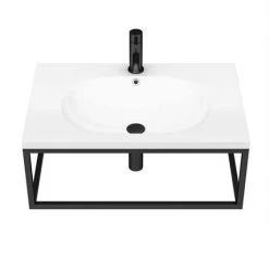 Arezzo 700 Wall Hung Basin with Matt Black Towel Rail Frame -Cheap Basins Store AZ7BLKFRM d4 460