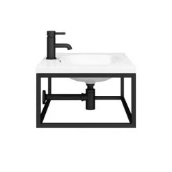 Arezzo 700 Wall Hung Basin with Matt Black Towel Rail Frame -Cheap Basins Store AZ7BLKFRM d5 460