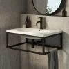 Arezzo 700 Wall Hung Basin with Matt Black Towel Rail Frame