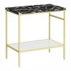 Arezzo 810 Black Marble Effect Worktop with Brushed Brass Framed Washstand