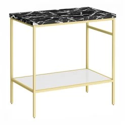 Arezzo 810 Black Marble Effect Worktop with Brushed Brass Framed Washstand