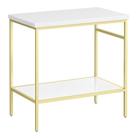 Arezzo 810 Gloss White Stone Resin Worktop with Brushed Brass Framed Washstand 1 Arezzo 810 Gloss White Stone Resin Worktop with Brushed Brass Framed Washstand