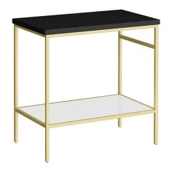Arezzo 810 Matt Black Stone Resin Worktop with Brushed Brass Framed Washstand