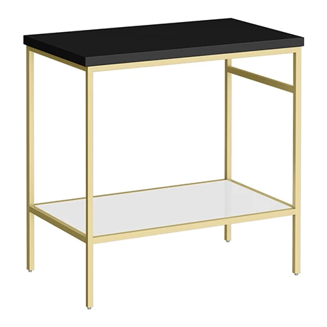 Arezzo 810 Matt Black Stone Resin Worktop with Brushed Brass Framed Washstand 1 Arezzo 810 Matt Black Stone Resin Worktop with Brushed Brass Framed Washstand