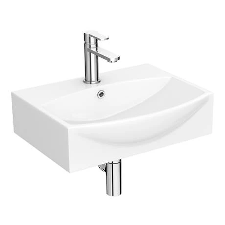 Arezzo 500 x 400 Modern Wall Mounted / Counter Top 1TH Basin 2 Arezzo 500 x 400 Modern Wall Mounted / Counter Top 1TH Basin - Image 2