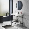 Arezzo 800 Matt Black Framed Washstand with Gloss White Open Shelf and Basin