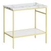 Arezzo 810 White Marble Effect Worktop with Brushed Brass Framed Washstand