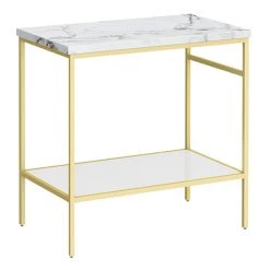 Arezzo 810 White Marble Effect Worktop with Brushed Brass Framed Washstand