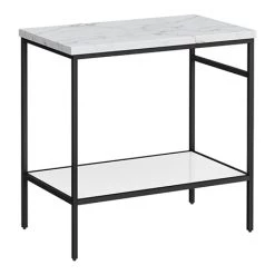 Arezzo 810 White Marble Effect Worktop with Matt Black Framed Washstand