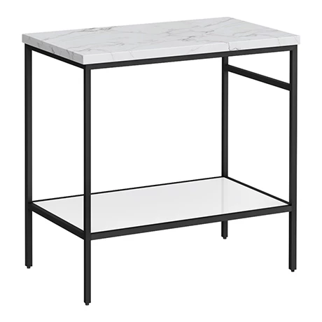 Arezzo 810 White Marble Effect Worktop with Matt Black Framed Washstand 1 Arezzo 810 White Marble Effect Worktop with Matt Black Framed Washstand