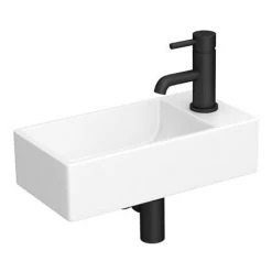 Arezzo 410 x 210mm Square Wall Hung Cloakroom Basin - Matt White -Cheap Basins Store AZ948DW d3 460
