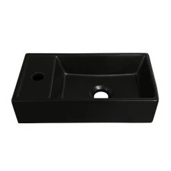 Arezzo Matt Black Compact Rectangular Counter Top Ceramic Basin (410 x 220mm)