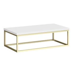 Arezzo 910 Gloss White Stone Resin Worktop with Brushed Brass Wall Mounted Frame