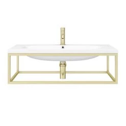 Arezzo 900 Wall Hung Basin with Brushed Brass Towel Rail Frame -Cheap Basins Store AZ9BBFRM N D4 460