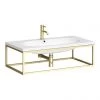 Arezzo 900 Wall Hung Basin with Brushed Brass Towel Rail Frame
