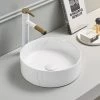 Arezzo Carrara Marble Effect Round Countertop Basin - 300mm Diameter