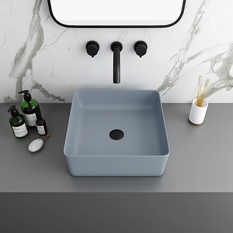 Arezzo 380 x 380mm Matt Grey Square Counter Top Basin 1 Arezzo 380 x 380mm Matt Grey Square Counter Top Basin