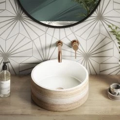 Arezzo Rustic Patterned Round Counter Top Basin - 410mm Diameter
