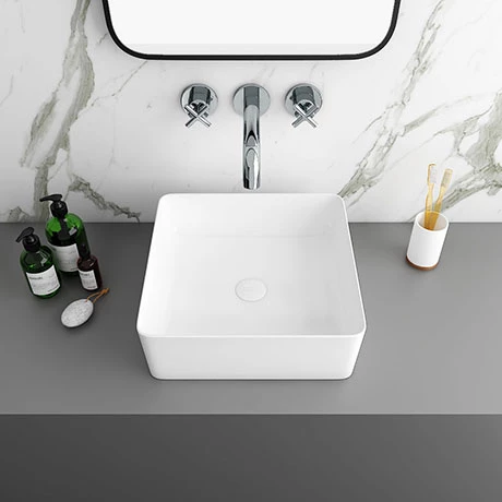 Arezzo 380 x 380mm Gloss White Square Counter Top Basin 1 Arezzo 380 x 380mm Gloss White Square Counter Top Basin
